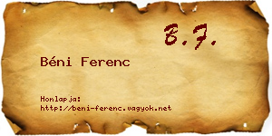 Béni Ferenc névjegykártya