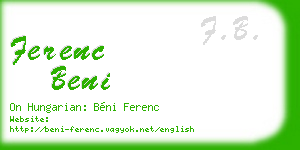 ferenc beni business card