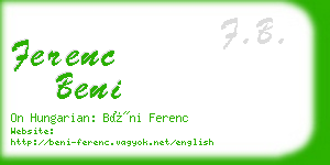 ferenc beni business card